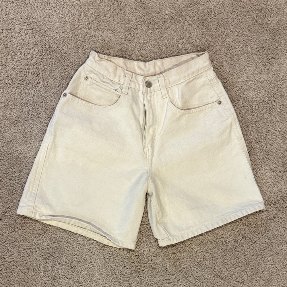 High Waist Cream Women's Shorts